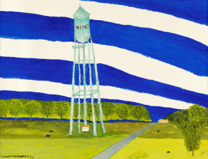 Bro Halff _Water Tower, Wing, North Dakota_ -Watercolor