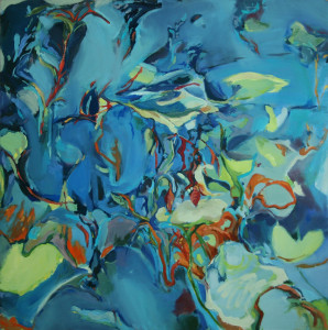 Blue Lillie Pads; oil on board