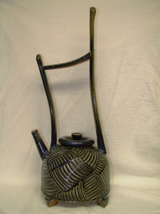 Jesse Trejo _Blue Carved Teapot_ -Ceramic